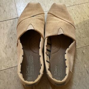 TOMS Tan Canvas Slip-Ons